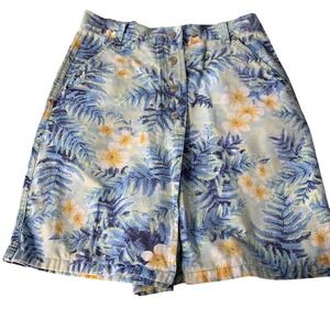 VTG Liz Claiborne Lizwear Tropical Floral Skort Womens 8 Blue Yellow Vintage 90s